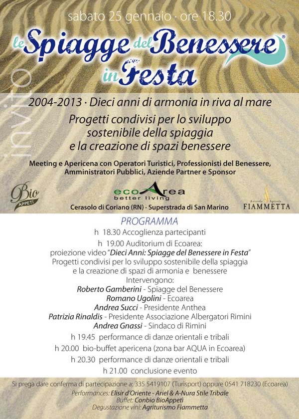 Programma incontro 25 Gennaio Spiagge del Benessere